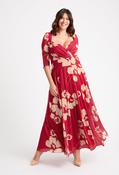 Elisabeth Bolero Wrap Curve+ Maxi Dress - Red/Cream / 24 image