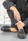 Gold Studded Loafer - Black / 38