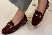 Faux Snake Effect Loafer - Wine / 37