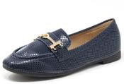 Faux Snake Effect Loafer - Navy / 36 image