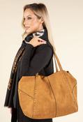 Studded Maxi Shopper Bag - Camel / F/S