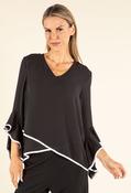 Contrast Trim Flared Blouse - Black/White / S image
