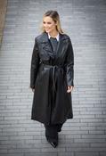 Faux Leather Trench Coat - Black / 14 image