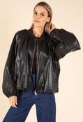 Relaxed Fit Faux Leather Jacket - Black / F/S image