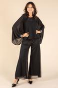 Sequin Trim Chiffon Top - Black/Silver / F/S image