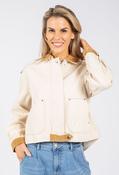 Corduroy Contrast Denim Jacket - Beige / L image