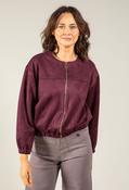Faux Suede Bomber Jacket - Burgundy / 10 image