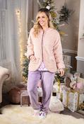 Cozy Jacquard Fleece Hoodie - Pink / M/L