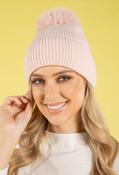 Ribbed Knit Pom Pom Beanie - Pink / F/S image