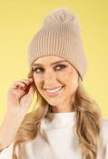 Ribbed Knit Pom Pom Beanie - Taupe / F/S image