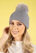 Ribbed Knit Pom Pom Beanie - Grey / F/S image