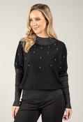Beaded High Neck Knit Jumper - Black / L/XL image