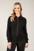 Gold Button Knit Cardigan - Black / XL/2XL image