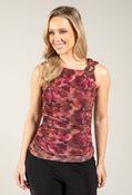 Gold Buckle Sleeveless Mesh Top - Wine / 18 image