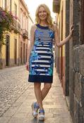 Sleeveless Summer Dress - Navy/Green / 46 image