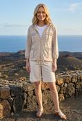 Front Pocket Zip-Up Jacket - Light Beige / 42