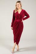 Faux Wrap Velvet Midi Dress - Burgundy / 12 image