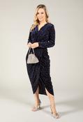 Faux Wrap Velvet Midi Dress - Navy / 10 image
