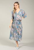 Paisley Print Plisse Pleated Pop Over Dress - Blue / F/S image