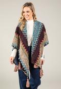Vintage Style Knit Poncho - Blue / F/S