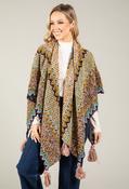 Vintage Style Knit Poncho - Yellow / F/S