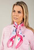 Bird Print Satin Touch Scarf - Fushia / F/S