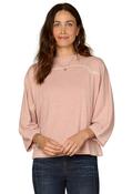 Dolman Sleeve Crew Neck Knit Top - Rose Pink / L image