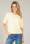 Round Neck Short Sleeve Sweater in Superfine Alpaca - Yellow / F/S image