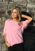 Round Neck Short Sleeve Sweater in Superfine Alpaca - Baby Pink / F/S image