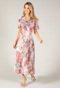 Palm Print Midi Wrap Dress - Khaki Mix / 18 image