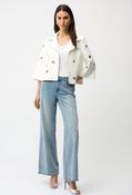 Collared Zipper Casual Jacket - Off White / S image
