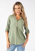 Gold Button Detail Blouse - Sage / 16 image