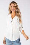 Gold Button Detail Blouse - Off White / 10 image