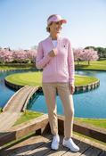 Cable Knit Zip-Up Cardigan - Rose / 14