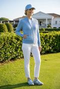 Cable Knit Zip-Up Cardigan - Sky Blue / 16