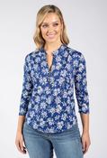 Sophie Floral Zip-Up Top - Navy/Cream / 18 image