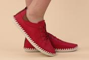 St. Ives Leather Plimsoll - Red / 39