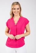 Fiesta Scalloped Neckline Top - Fushia / 10