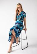 Mosaic Chevron Print Midi Dress - Blue Mix / 12