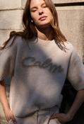 Fluffy Short Sleeve Knit Jumper - Beige / L image