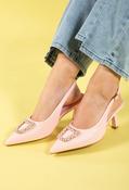 Diamante Buckle Sling Back - Pink / 36