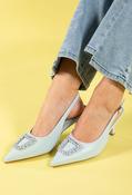 Diamante Buckle Sling Back - Blue / 38