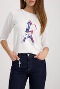 Printed 3/4 Sleeve Top - Off White / 36