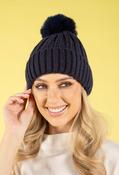 Chunky Knit Pom Pom Beanie - Navy / F/S image