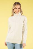 Fine Knit Roll Neck Jumper - Cream / L/XL image