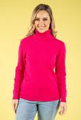 Cable Knit Detail Roll Neck Jumper - Fushia / M/L image