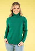 Cable Knit Detail Roll Neck Jumper - Green / L/XL