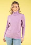 Cable Knit Detail Roll Neck Jumper - Lilac / M/L image