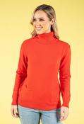 Cable Knit Detail Roll Neck Jumper - Orange / M/L