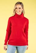 Fine Knit Roll Neck Jumper - Red / L/XL